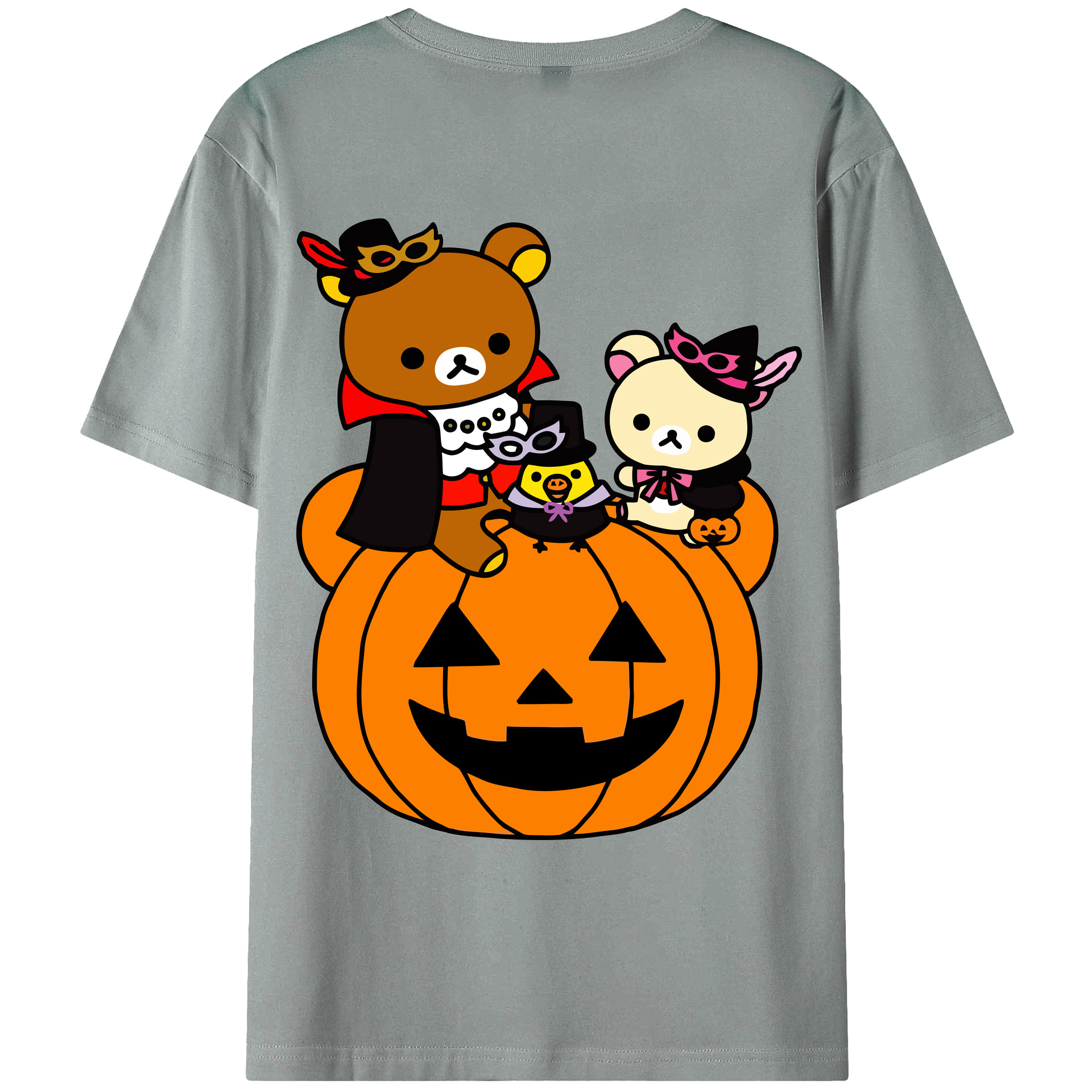（画像用） リラックマ リラックマ キイロイトリ Rilakkuma Korilakkuma Kiiroitori 綿100％ メンズ半袖Tシャツ（バックプリント） 通気性